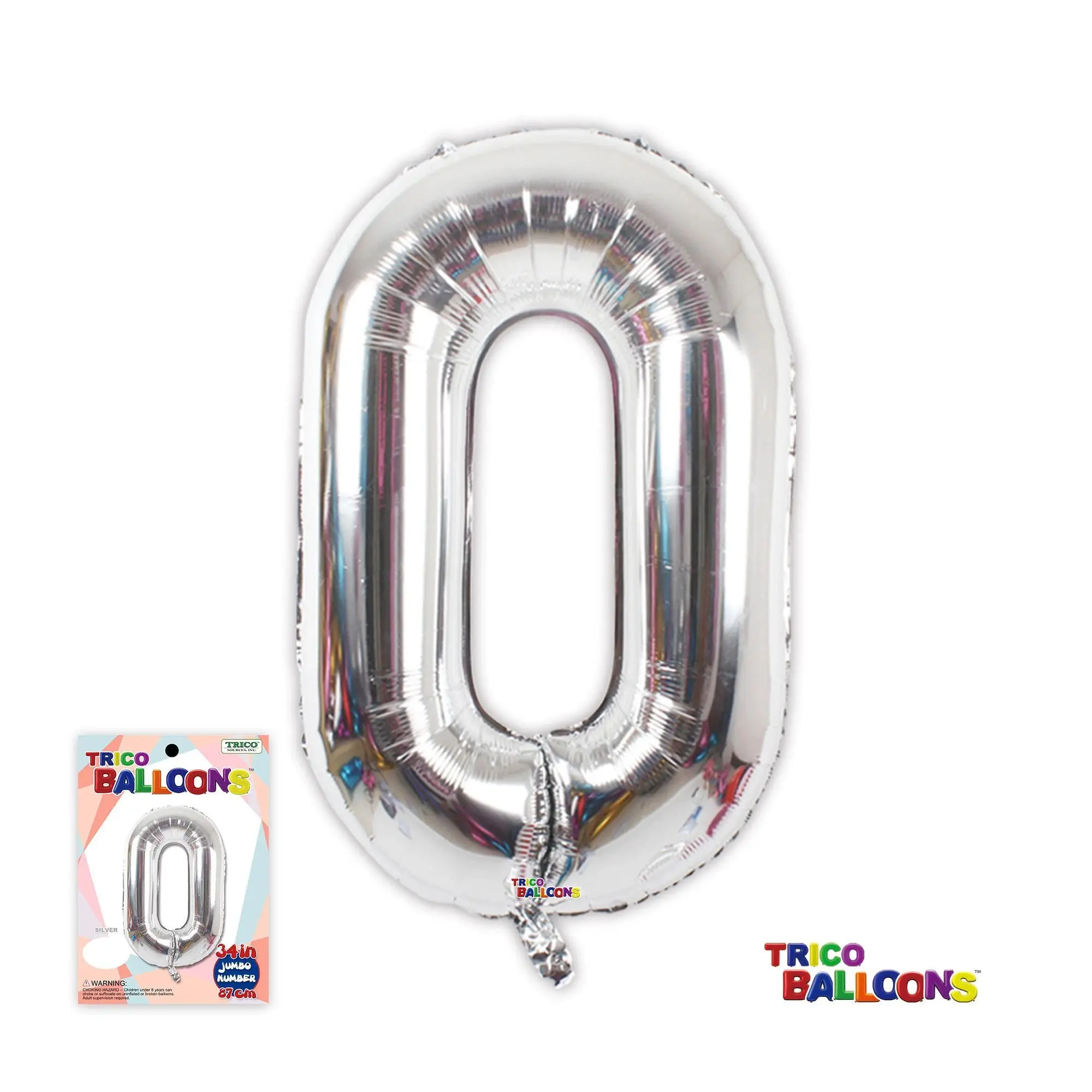 A silver balloon that is shaped like an o.