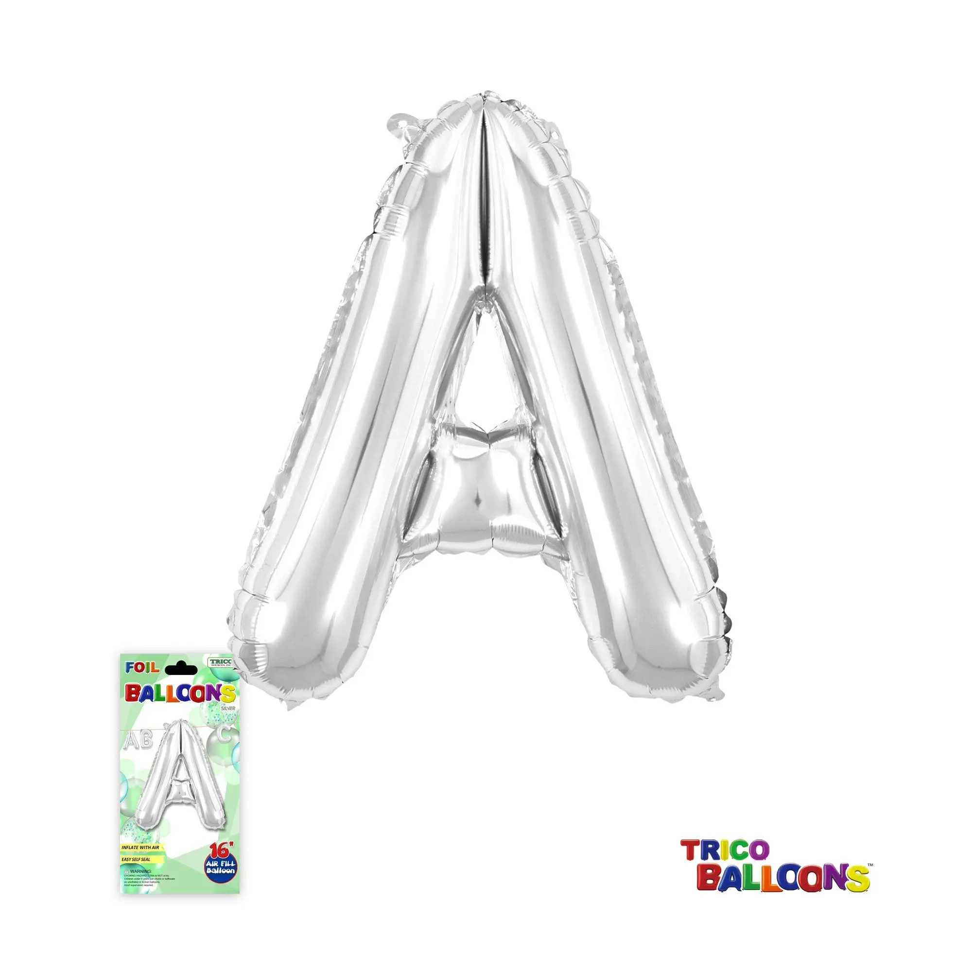 A silver balloon that is shaped like an a.